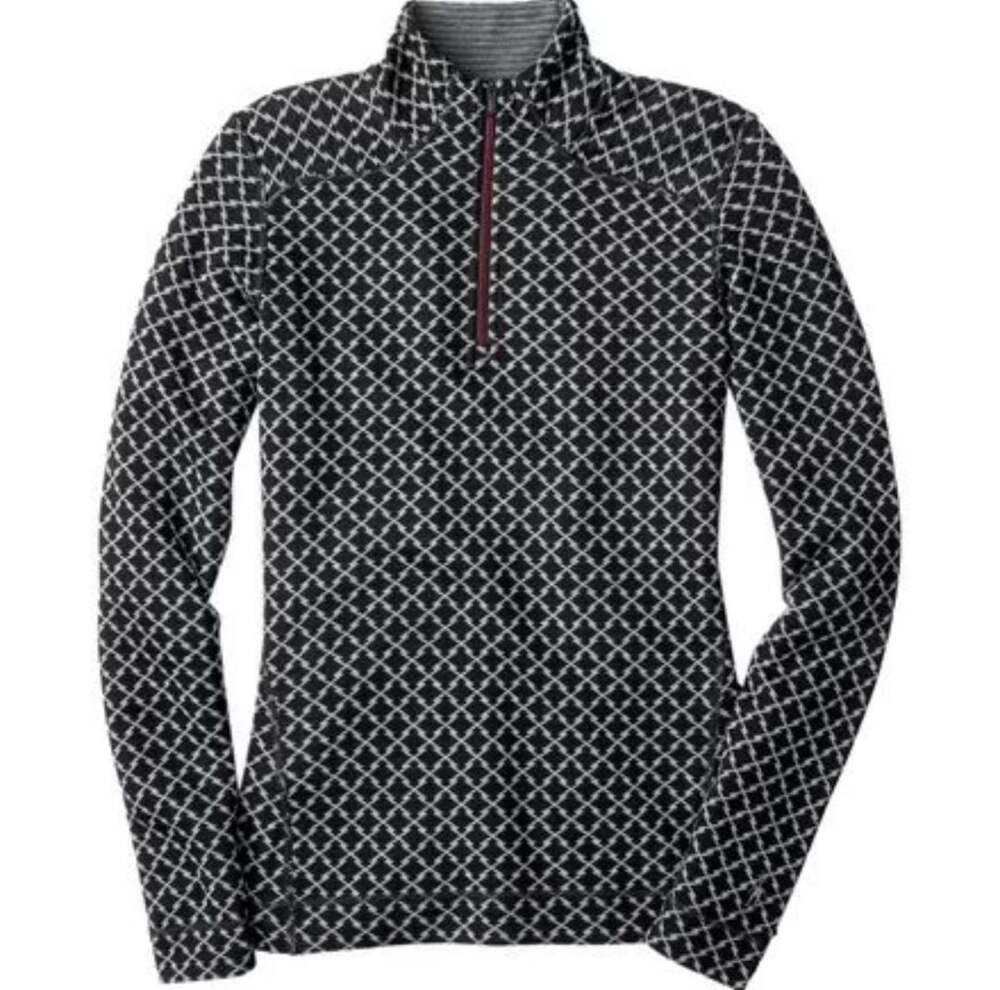Smartwool Midweight Pattern Baselayer 1/4 Zip Top Black White M